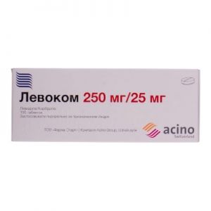 Левоком таблетки 250 мг + 25 мг № 100