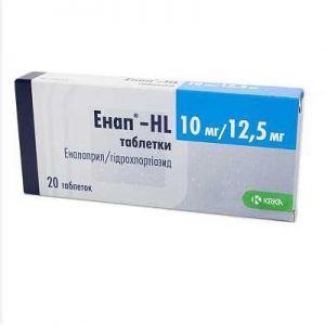 Энап-hl таблетки 10 мг + 12,5 мг № 20