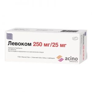 Левоком таблетки 250 мг + 25 мг № 30